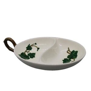 Vintage Metlox Poppytrail Divided Dish California Ivy Pattern Hand Painted 7.5”